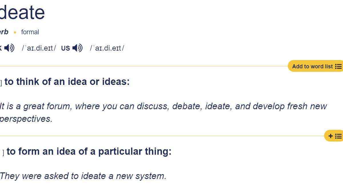 Từ này hay và thường được dùng trong UI/UX Design.
Ideating involves the creation of ideas, which can be accomplished through methods such as sketching, brainstorming, mind mapping, and jotting down handwritten notes.